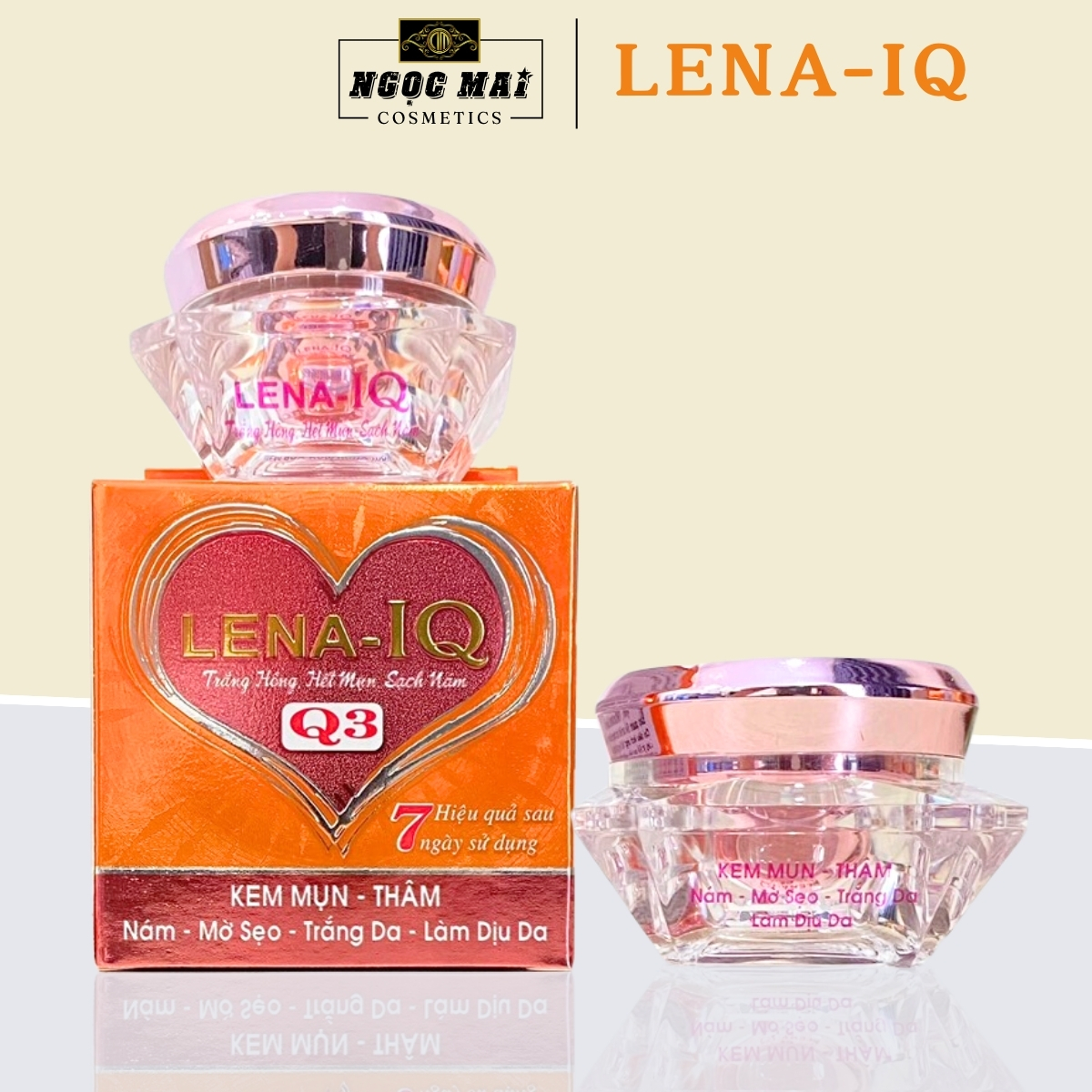 Mỹ Phẩm LENA-IQ - Kem trị mụn, Nám, Xóa thâm, Mờ sẹo, Làm dịu da Q-3  (15g)